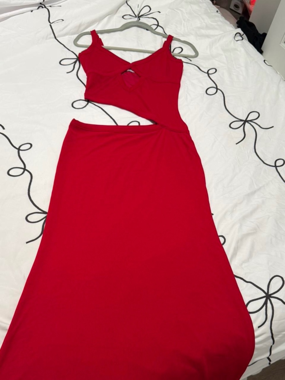 Red Maxi Dress with Cutout - Picture 4 of 5